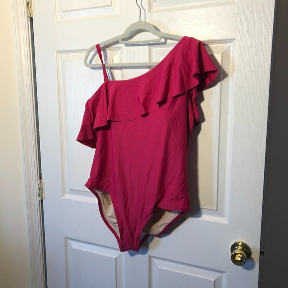 Kona Sol women's one shoulder Ruffle one piece swimsuit, size 20, NWT - Picture 2 of 8